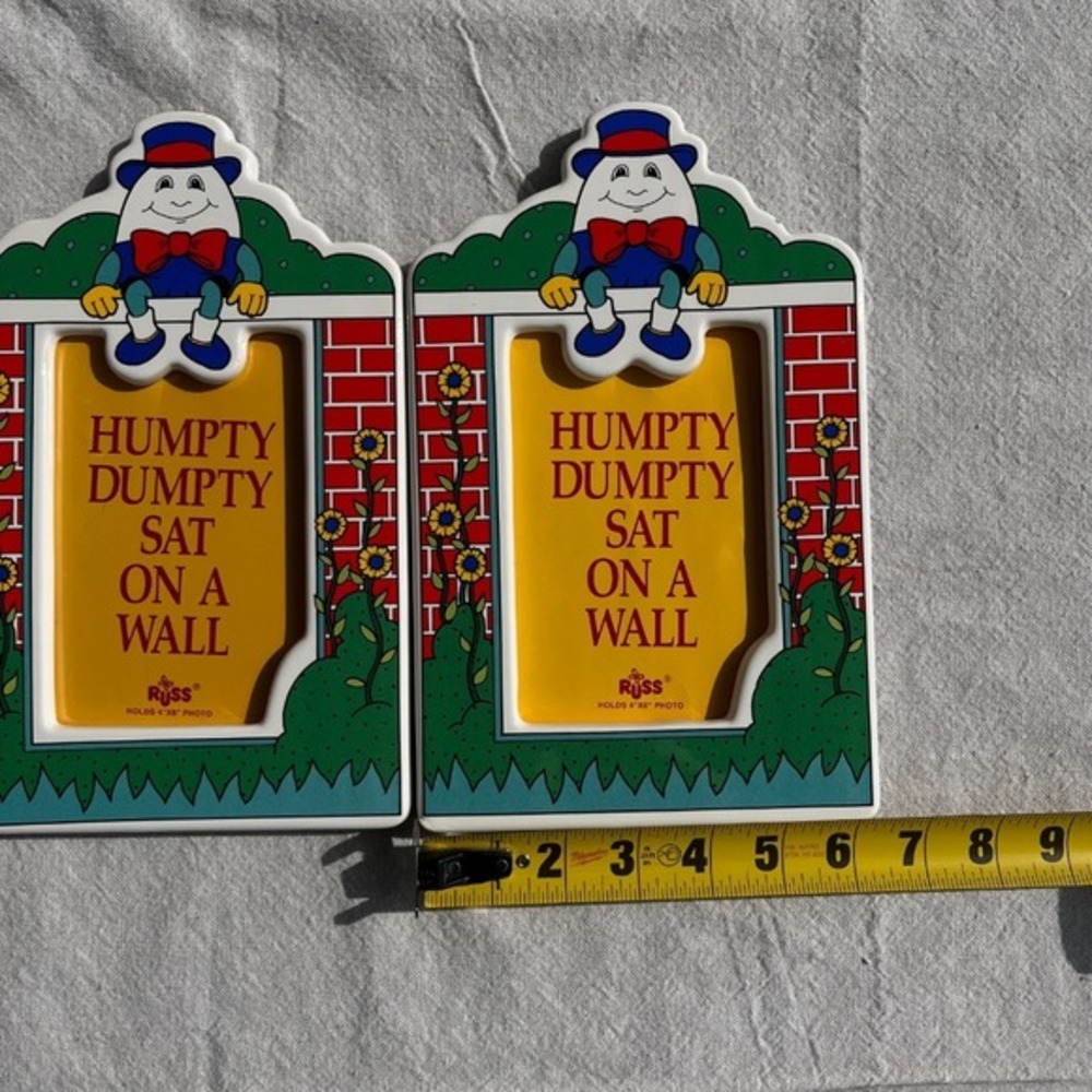 Vtg RUSS Humpty Dumpty Free Standing 4x6 Picture‎ Frames Primary colors - Picture 5 of 5